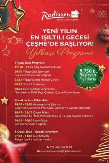 Radisson Blu Resort  Spa, Çeşme 2026 Yılbaşı Programı