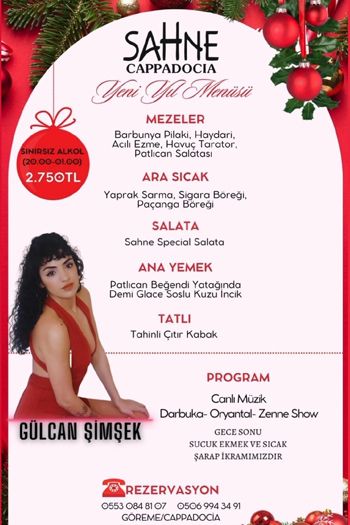 Sahne Cappadocia Restaurant 2024 Yılbaşı Programı