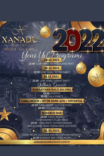 Xanadu Resort Hotel 2022 Yılbaşı Programı