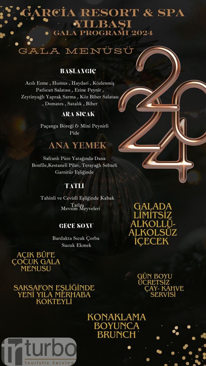 Garcia Resort  Spa 2024 Yılbaşı Menüsü