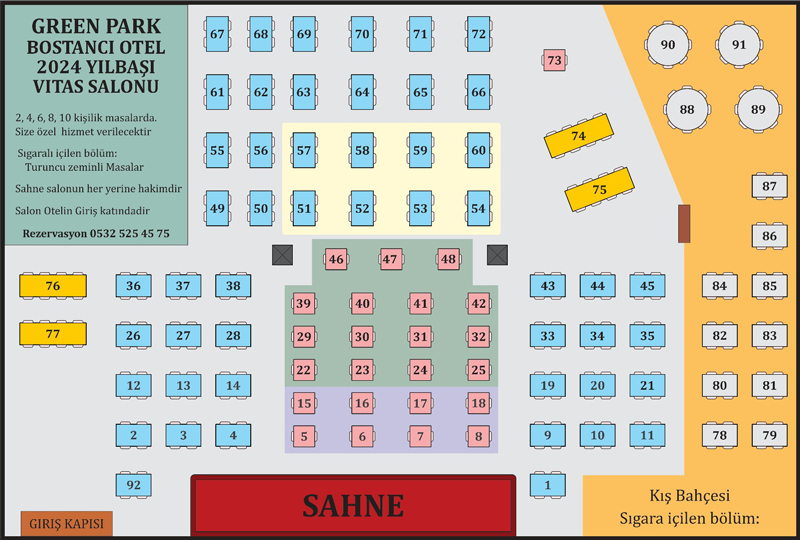 The Green Park Bostancı 2024 Yılbaşı Oturma Planı